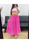 GONNA IN CHIFFON DI COTONE CON FODERA + GIROVITA PE1660 FUCSIA