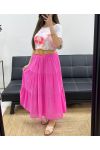 GONNA IN CHIFFON DI COTONE CON FODERA + GIROVITA PE1660 FUCSIA
