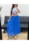 FALDA DE GASA DE ALGODÓN CON FORRO + CINTURÓN PE1660 ROYAL BLUE