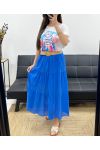 FALDA DE GASA DE ALGODÓN CON FORRO + CINTURÓN PE1660 ROYAL BLUE