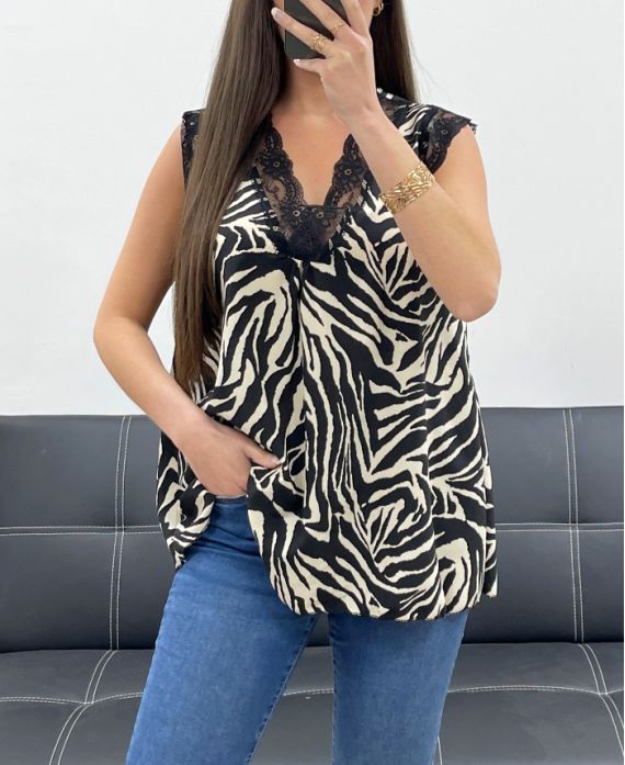 TOP DE ENCAJE ESTAMPADO PE1356-1