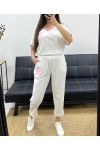 ENSEMBLE AMPLE T-SHIRT + PANTALON ASSORTI PE2288 ECRU