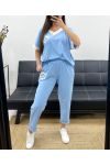 ENSEMBLE AMPLE T-SHIRT + PANTALON ASSORTI PE2288 BLEU CIEL