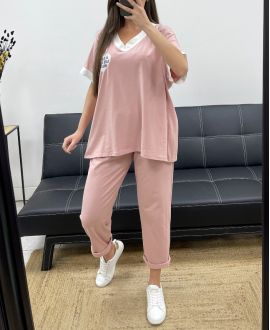 LOOSE SET T-SHIRT + MATCHING PANTS PE2288 PINK