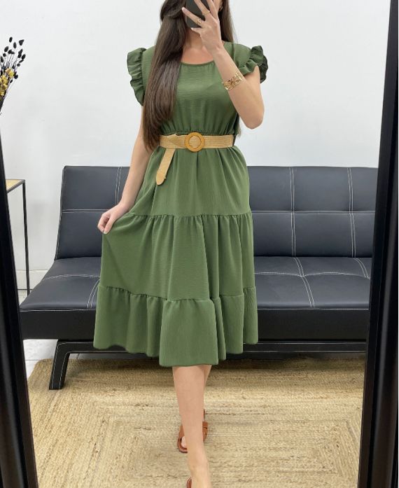 KLEID + GÜRTEL SS1653 KAKI