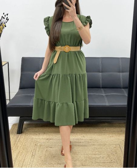 KLEID + GÜRTEL SS1653 KAKI