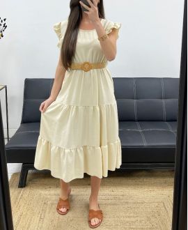 KLEID + GÜRTEL PE1653 BEIGE