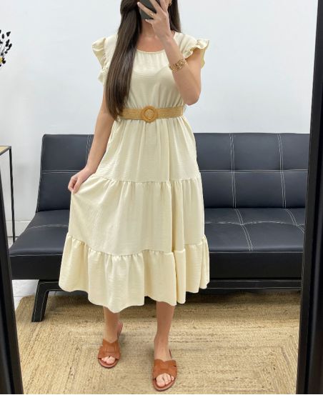 KLEID + GÜRTEL PE1653 BEIGE