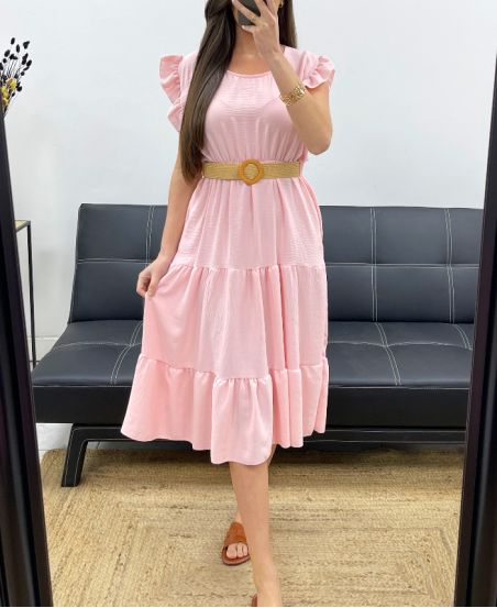 KLEID + GÜRTEL SS1653 ROSA