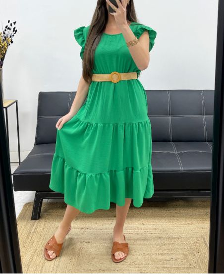 KLEID + GÜRTEL PE1653 GRÜN