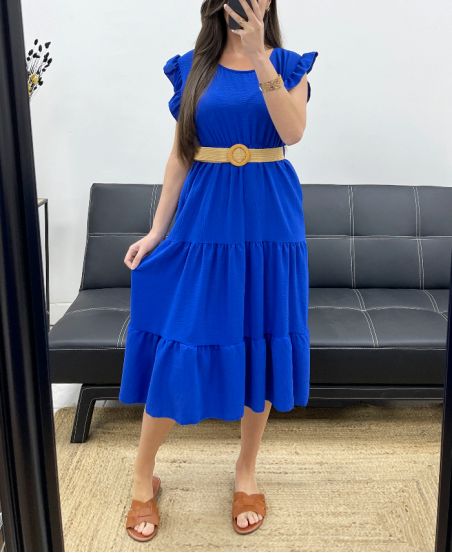 KLEID + GÜRTEL SS1653 KÖNIGSBLAU