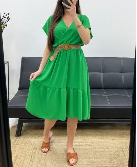Kleid mit V-Ausschnitt SS1240 GRÜN