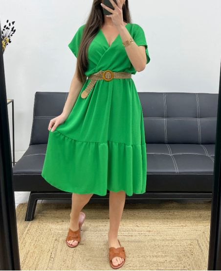 Abito con scollo a V SS1240 VERDE