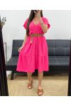 abito con scollo a V SS1240 FUSHIA