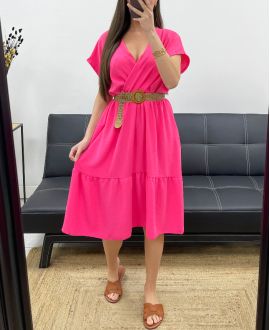 abito con scollo a V SS1240 FUSHIA