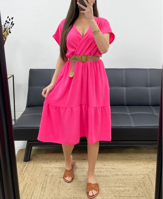 abito con scollo a V SS1240 FUSHIA