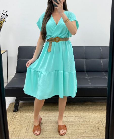 ROBE COL V PE1240 VERT PASTEL