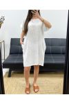 2-POCKET EMBROIDERY COTTON DRESS PE1044 WHITE