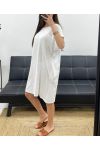 2-POCKET EMBROIDERY COTTON DRESS PE1044 WHITE