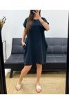 2-POCKET-KLEID AUS BAUMWOLLE MIT STICKEREI PE1044 SCHWARZ