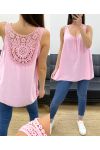 OVERSIZE TOP FLUIDE DOS BRODERIE PE1100 ROSE