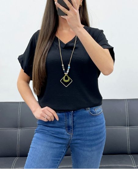 TOP COL V + COLLIER OFFERT PE1615 NOIR