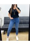TOP MIT V-AUSSCHNITT + HALSKETTE ANGEBOTEN PE1615 SCHWARZ