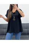 TOP MIT V-AUSSCHNITT + HALSKETTE ANGEBOTEN PE1615 SCHWARZ
