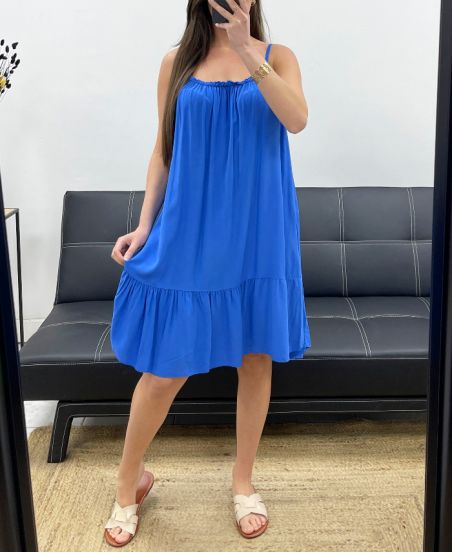 ABITO FLUIDO CON SPALLINE SS1081 BLU ROYAL