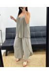 FLIESSENDE DRAPIERTE HOSE + GÜRTEL PE2259 TAUPE