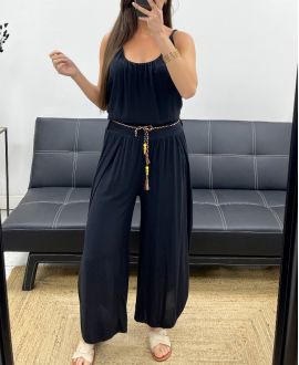 DRAPED FLUID TROUSERS + BELT PE2259 BLACK