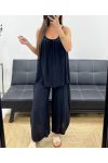 DRAPED FLUID TROUSERS + BELT PE2259 BLACK