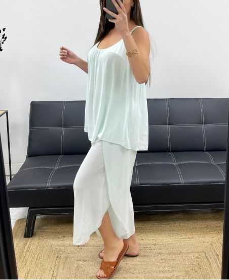 FLIESSENDE DRAPIERHOSE + PE2259 GÜRTEL HELL PASTELLGRÜN