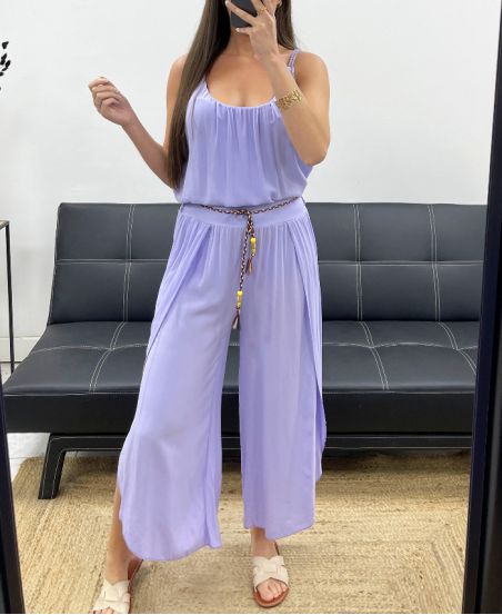 FLOWING DRAPED TROUSERS + BELT PE2259 LILA