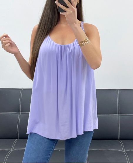 PE1345 TOP FLUIDO LILA CON TIRAS TRENZADAS