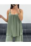 TOP FLUIDO CON CINGHIE INTRECCIATE PE1345 KAKI