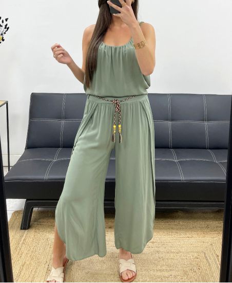 DRAPED FLUID PANTS + BELT PE2259 KAKI
