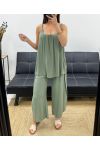 DRAPED FLUID PANTS + BELT PE2259 KAKI