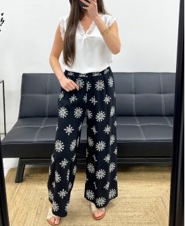 PANTALONE RICAMO PE2214 NERO