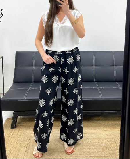PANTALONE RICAMO PE2214 NERO