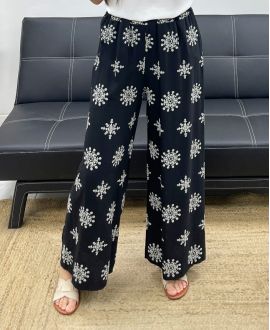 PANTALONE RICAMO PE2214 NERO