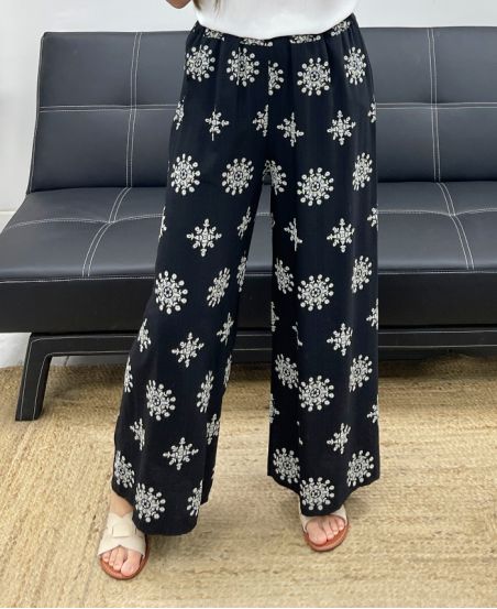 PANTALONE RICAMO PE2214 NERO
