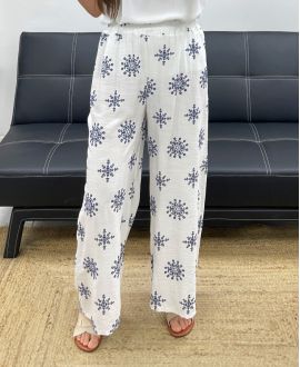 GEBORDUURDE BROEK PE2214 WIT