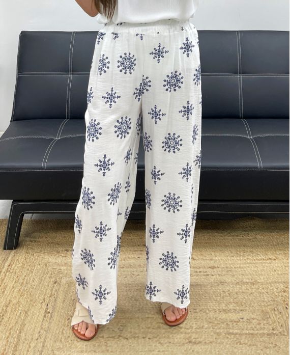 GEBORDUURDE BROEK PE2214 WIT
