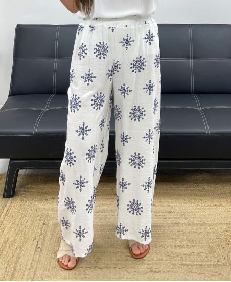 PANTALONE RICAMATO PE2214 BIANCO