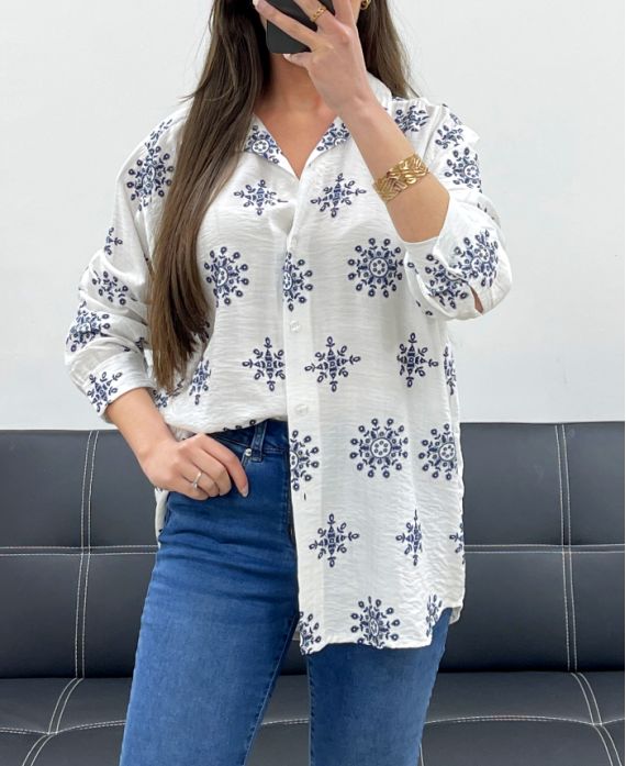 CAMICIA RICAMO PE2211 BIANCO
