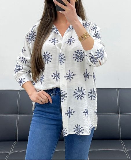 CAMISA BORDADA PE2211 BLANCO