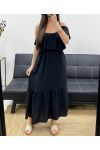 ROBE LONGUE A VOLANTS PE1645 NOIR