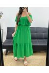 LANGES RÜSCHENKLEID SS1645 GRÜN