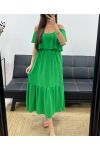 LANGES RÜSCHENKLEID SS1645 GRÜN